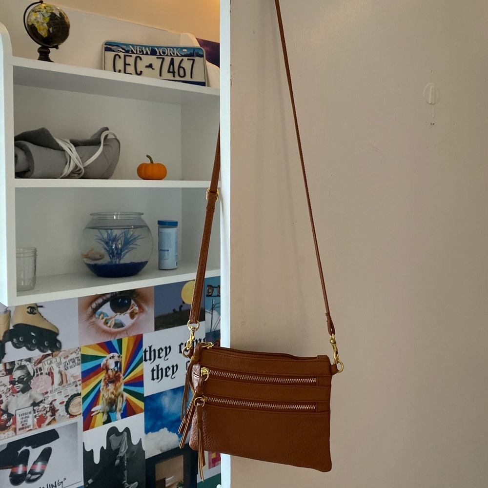 Brown Leather Crossbody Bag.